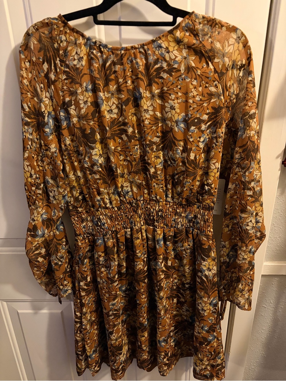 NWT Collective Concepts Floral Smocked Waist Long Sleeve Dress - Size XL